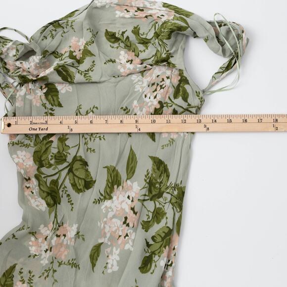 Reformation Green Floral Chiffon Reya Dress - Picture 8 of 11